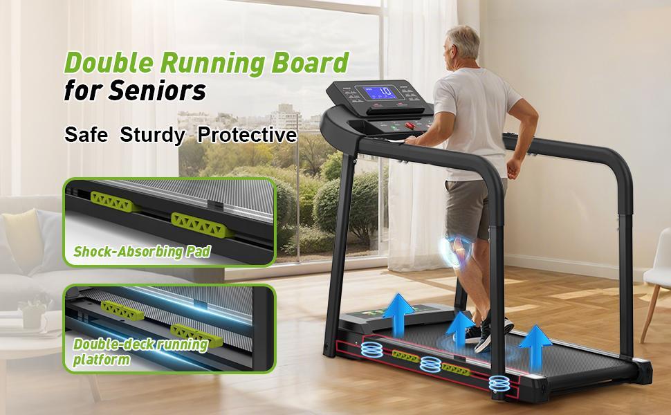 Composite Shock-absorbing Treadmill With Extended Handrails