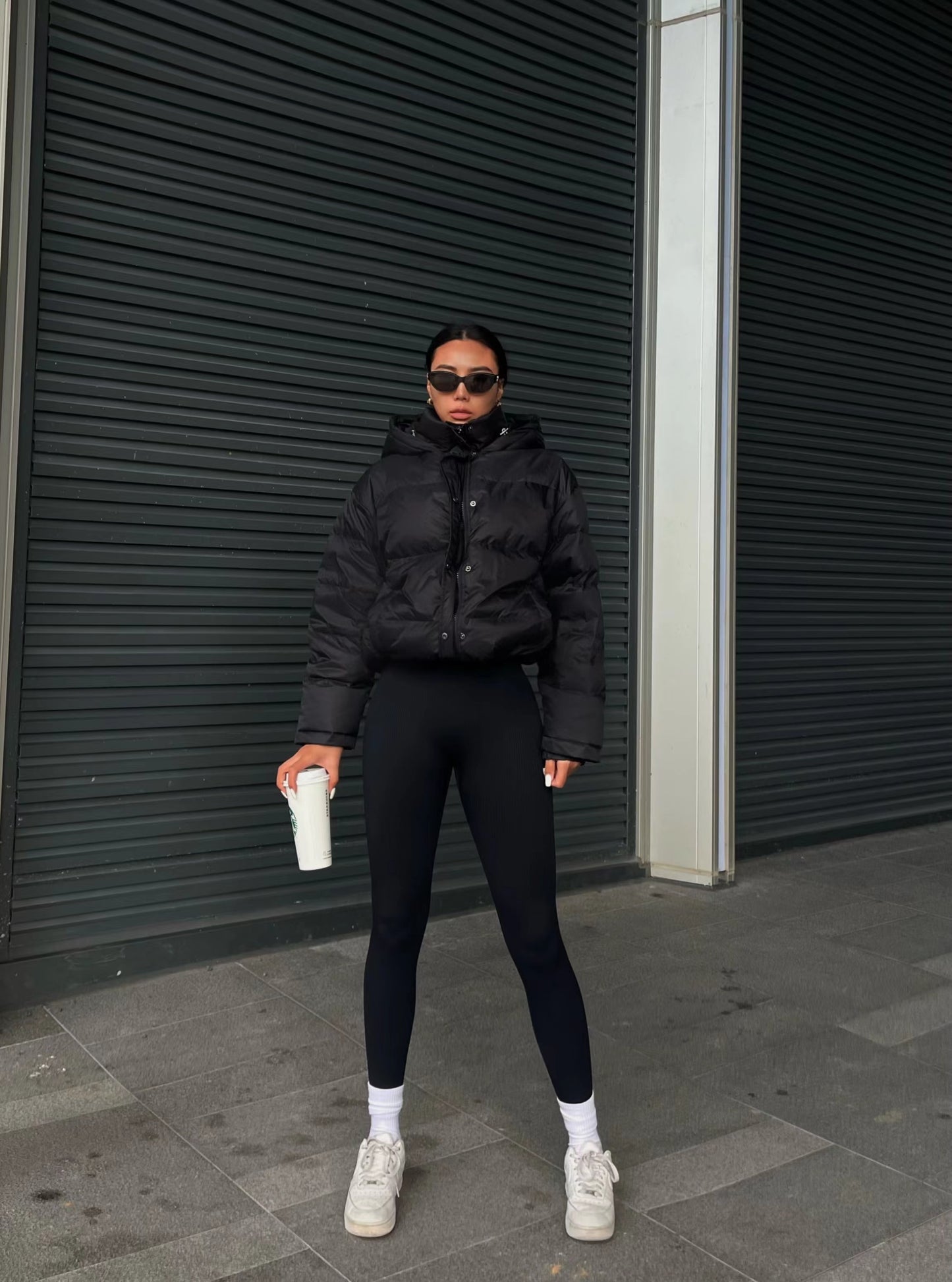 Long Sleeve Short Length Solid Drawstring Pleated Slim Coat, Winter Warm Women's Clothing