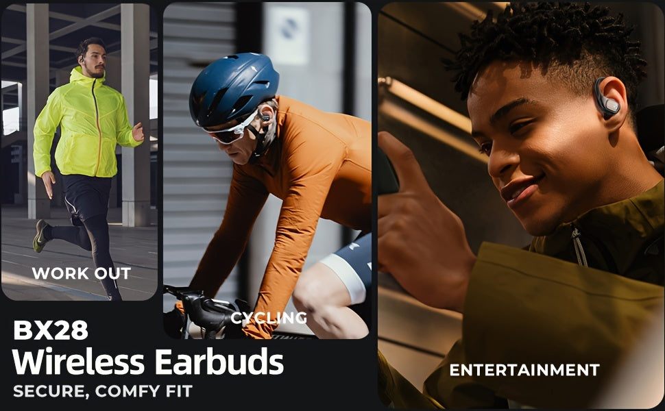 Supreme Wireless Earbuds for Sports - 75Hr Battery, HD Audio, LED Display, Noise Cancelling, Secure Over-Ear Hooks, Seamless Built-in Mic