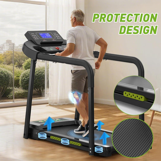 Composite Shock-absorbing Treadmill With Extended Handrails