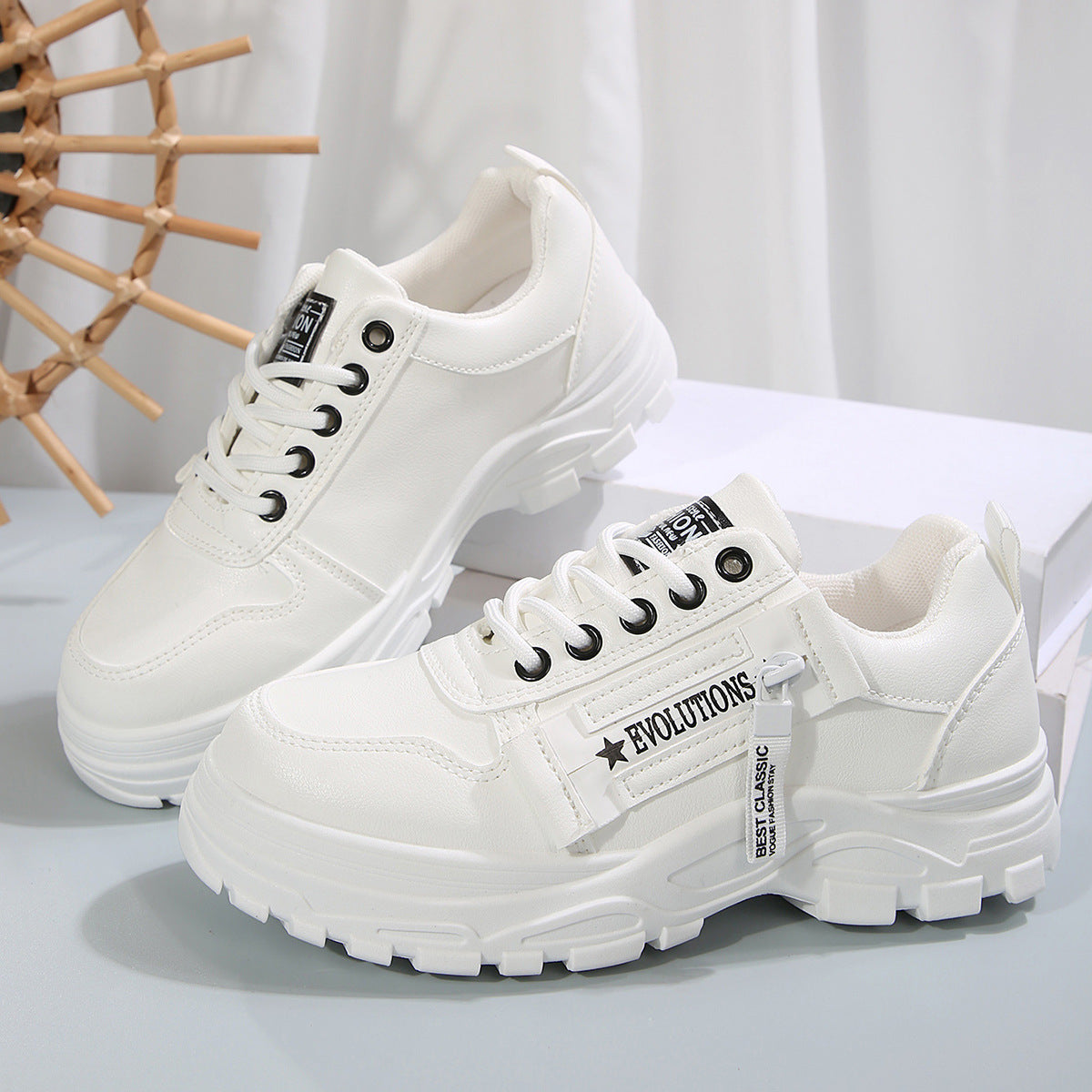 Lace-up Sports Shoes With Side-Zipper Design