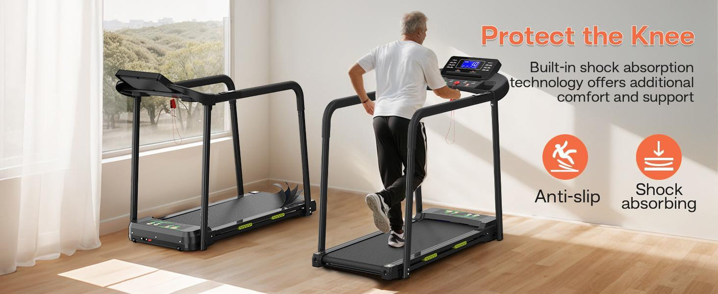 Composite Shock-absorbing Treadmill With Extended Handrails