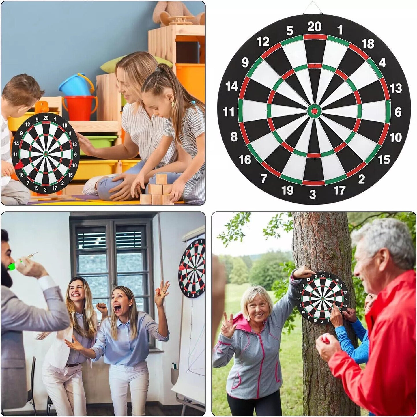 SIZE 17 DARTBOARD SET 6 DARTS FAMILY DART BOARD