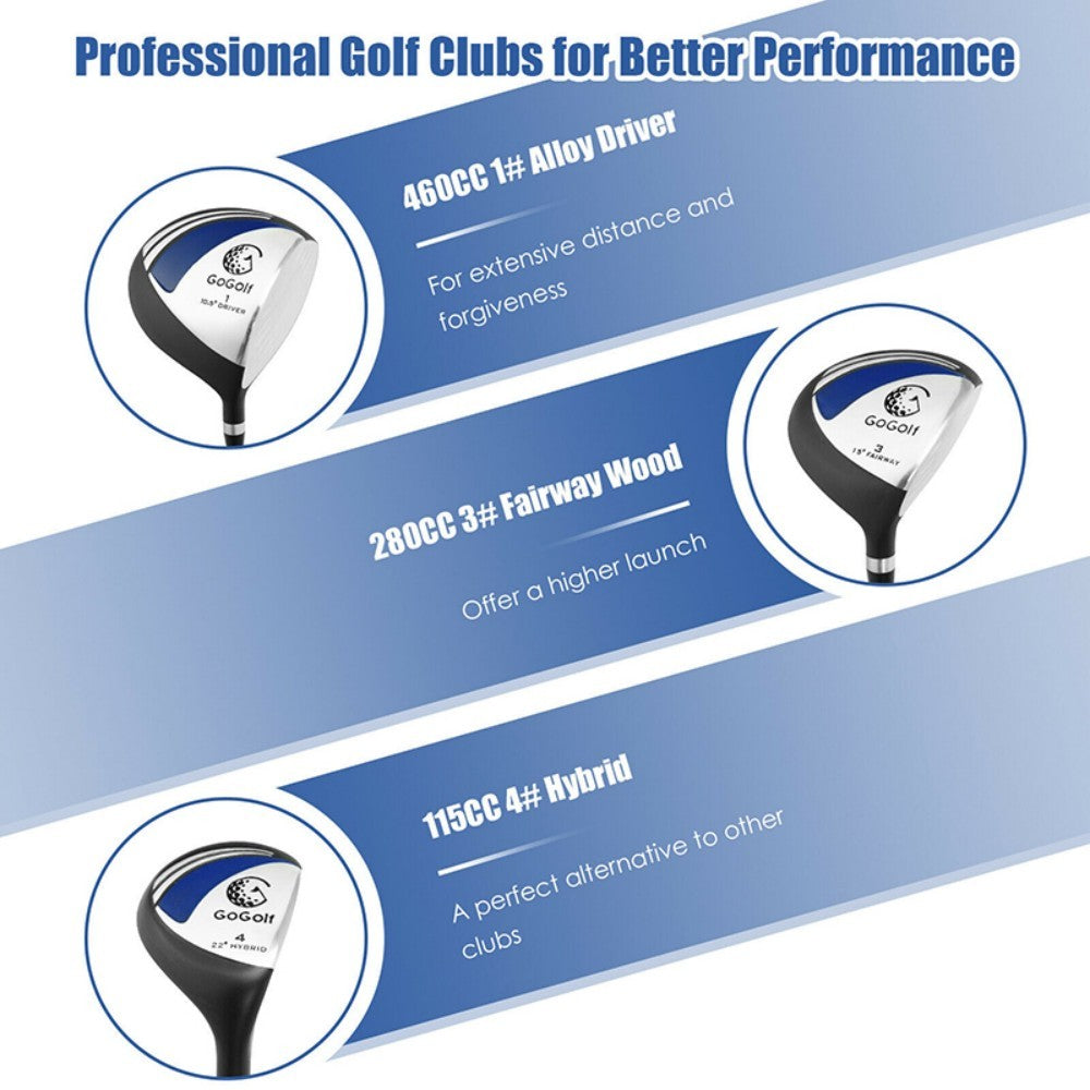 Men's Complete Golf Club Package Set Includes 10 Pieces