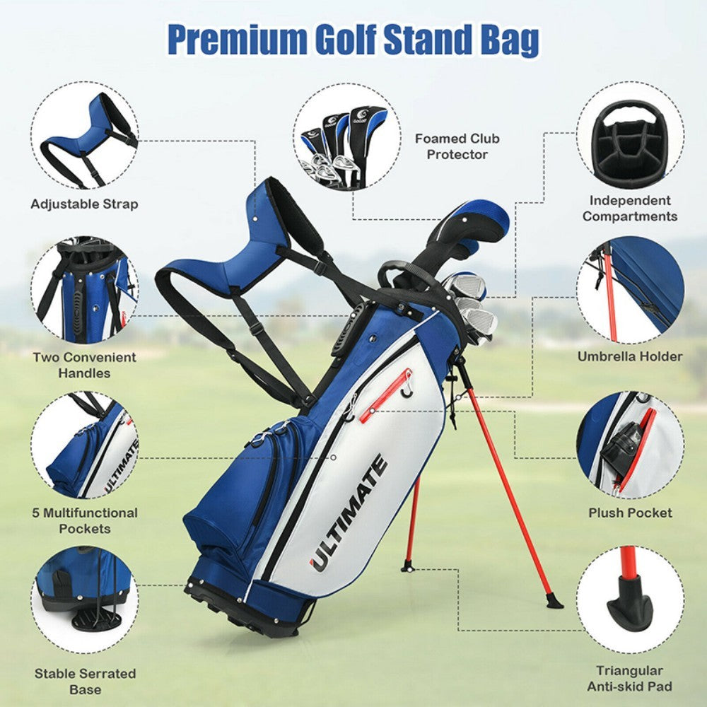 Men's Complete Golf Club Package Set Includes 10 Pieces