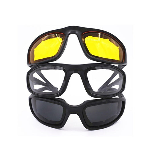3 Pair Motorcycle Sports Padded Biker Riding Glasses