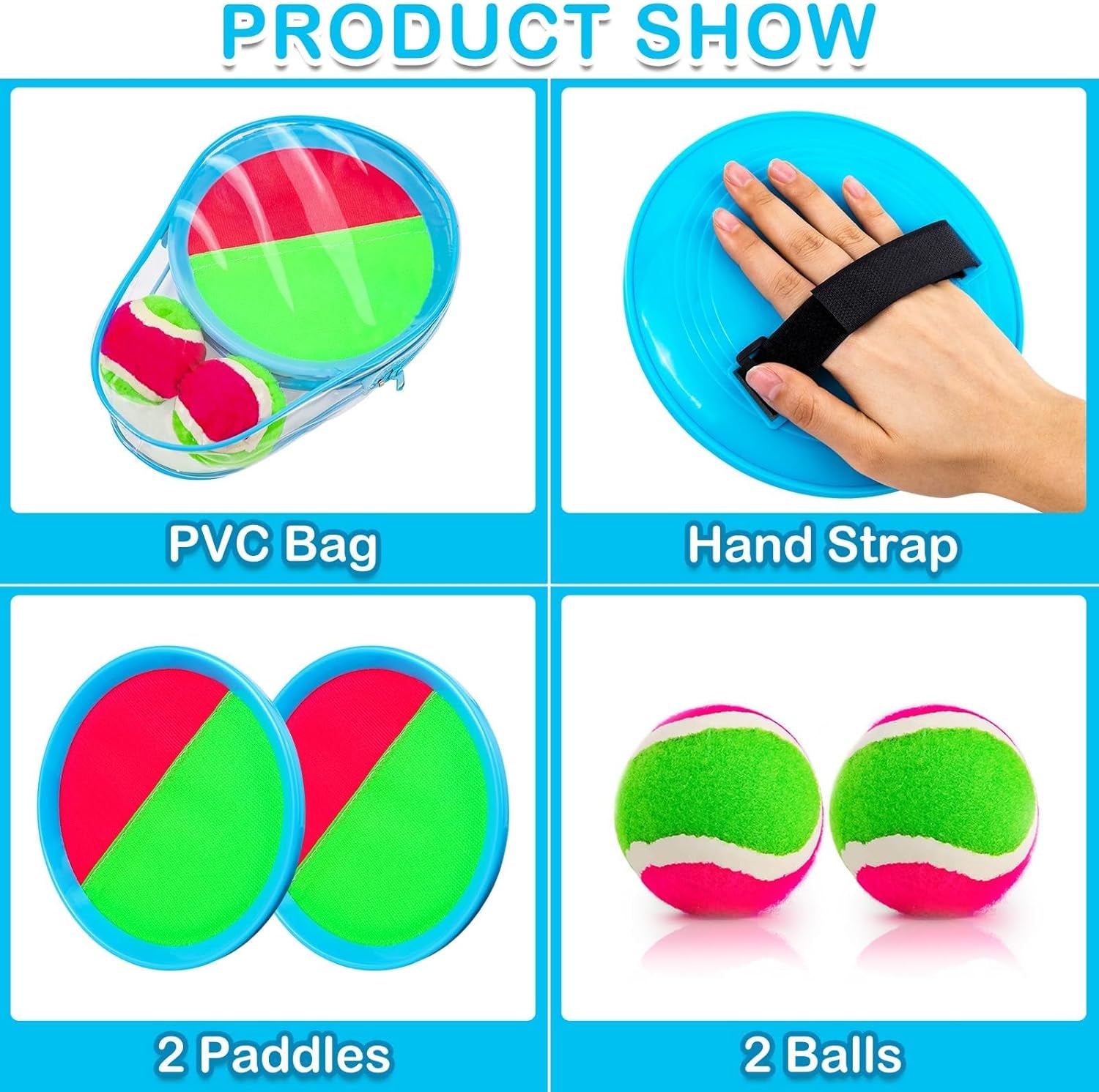 Toss and Catch Ball Set Beach Pool Toys for Kids Toddler Classic Outdoor Yard Camping Games Toys for 3 4 5 6 7 8 Year Old Boys Girls Birthday Gift