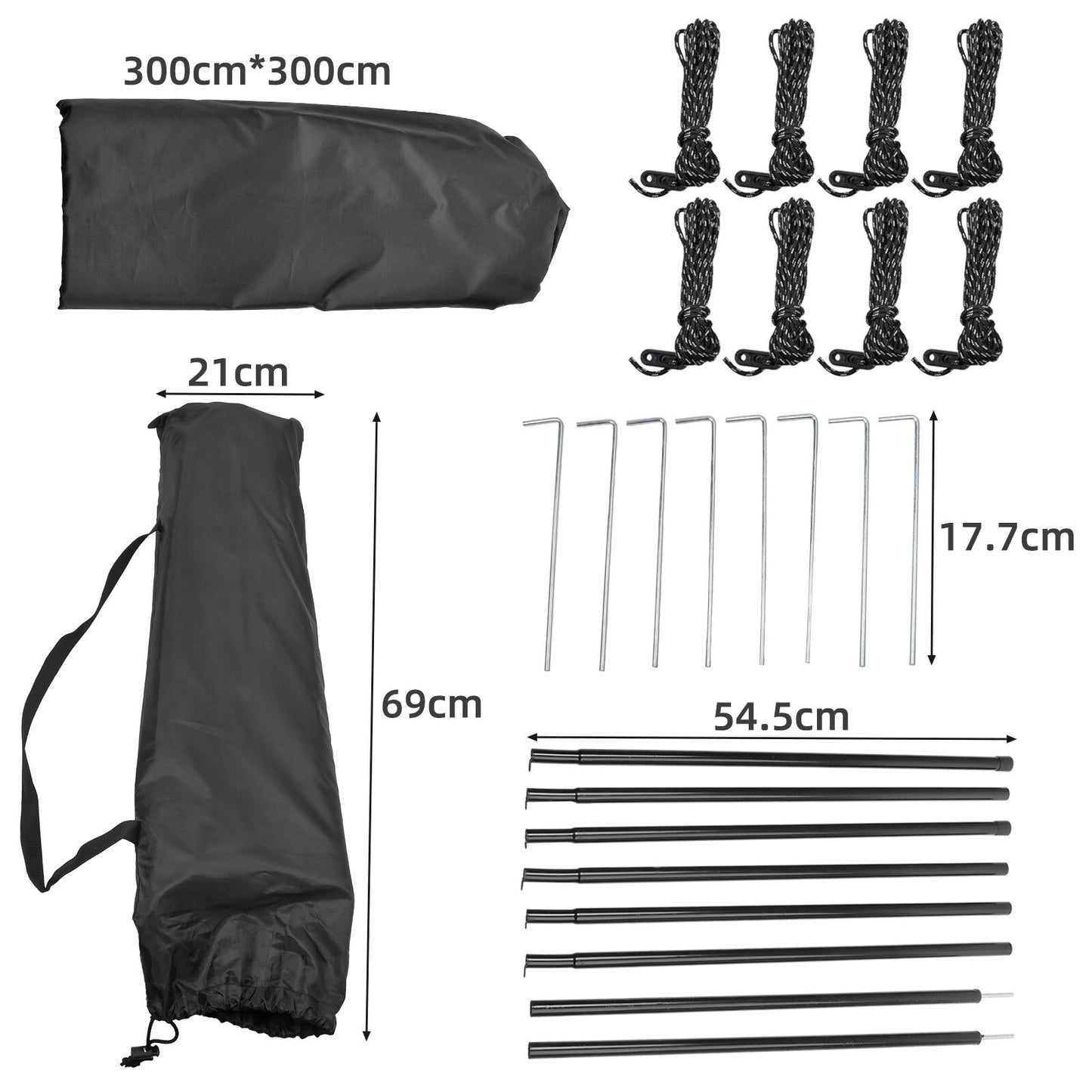 3x3 M Tarpaulin Waterproof Camping Tarp Shelter Tent