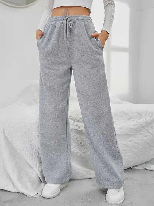 Comfortable High-Waisted Drawstring Sweatpants - Women's Fashion Clothing - Elastic Loose Fit, Long Length, Casual Style, Soft Fabric, Perfect for Daily Wear