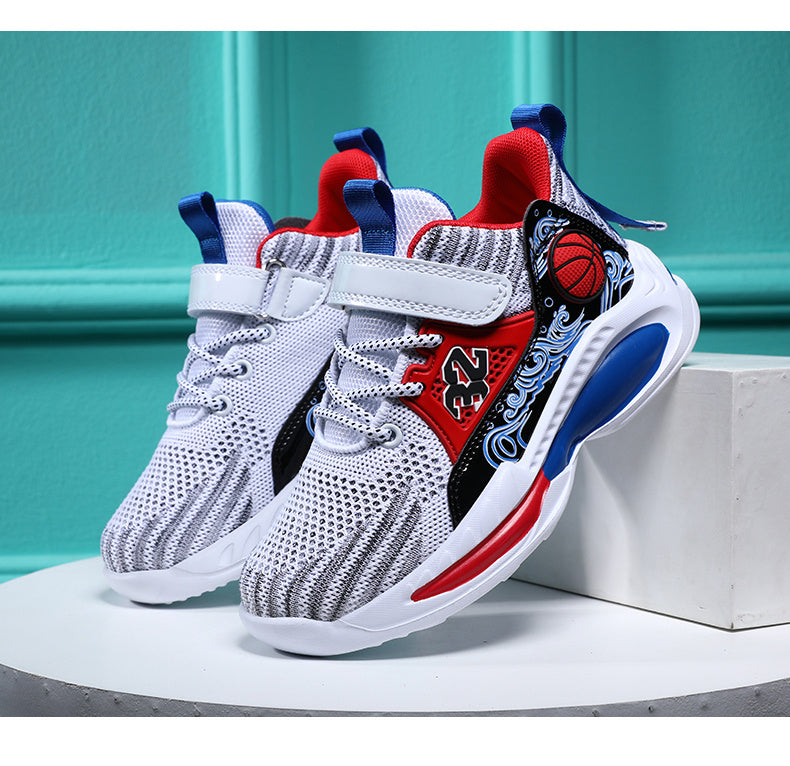 Boys Casual Sports Chunky Sneakers, Lace-up Breathable Mesh Running Shoes For Outdoor Sports