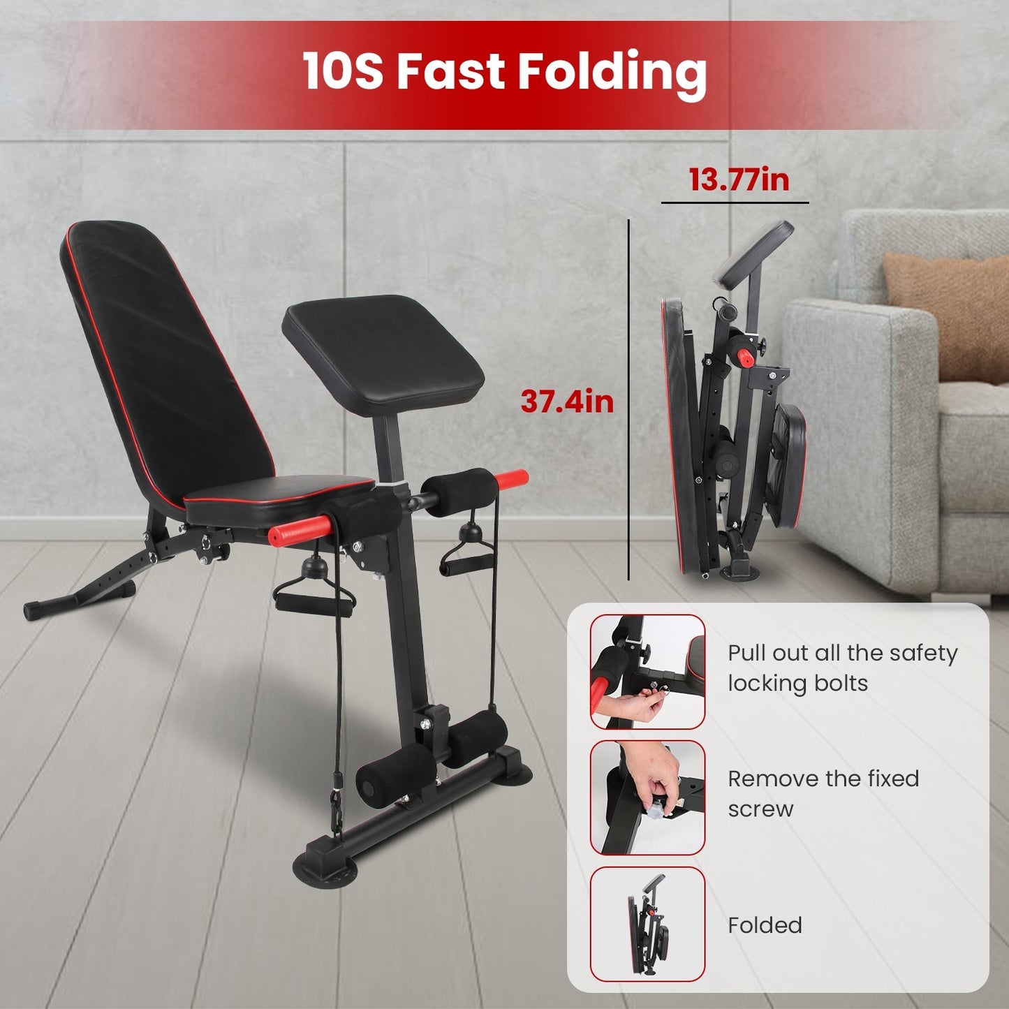 1Pc Adjustable Weight Bench With Preacher Curl Pad Resistance