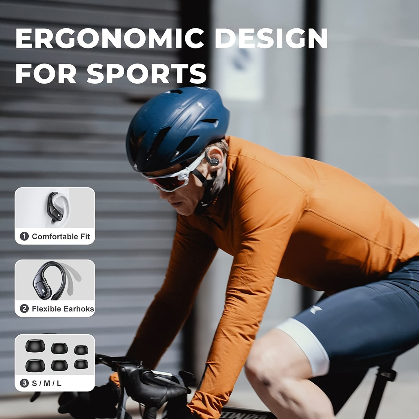 Supreme Wireless Earbuds for Sports - 75Hr Battery, HD Audio, LED Display, Noise Cancelling, Secure Over-Ear Hooks, Seamless Built-in Mic