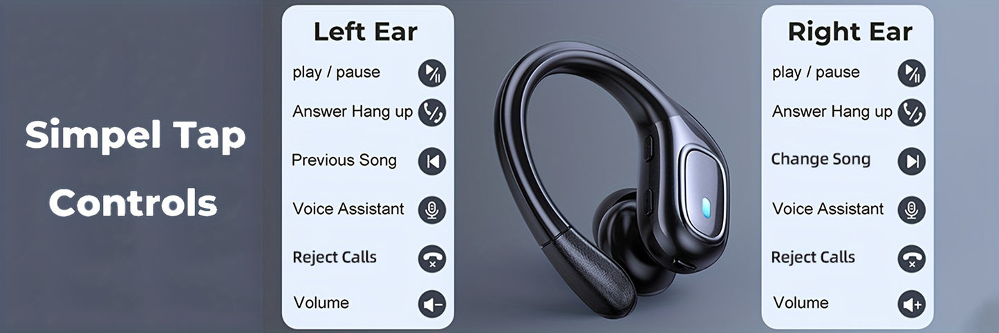 Supreme Wireless Earbuds for Sports - 75Hr Battery, HD Audio, LED Display, Noise Cancelling, Secure Over-Ear Hooks, Seamless Built-in Mic