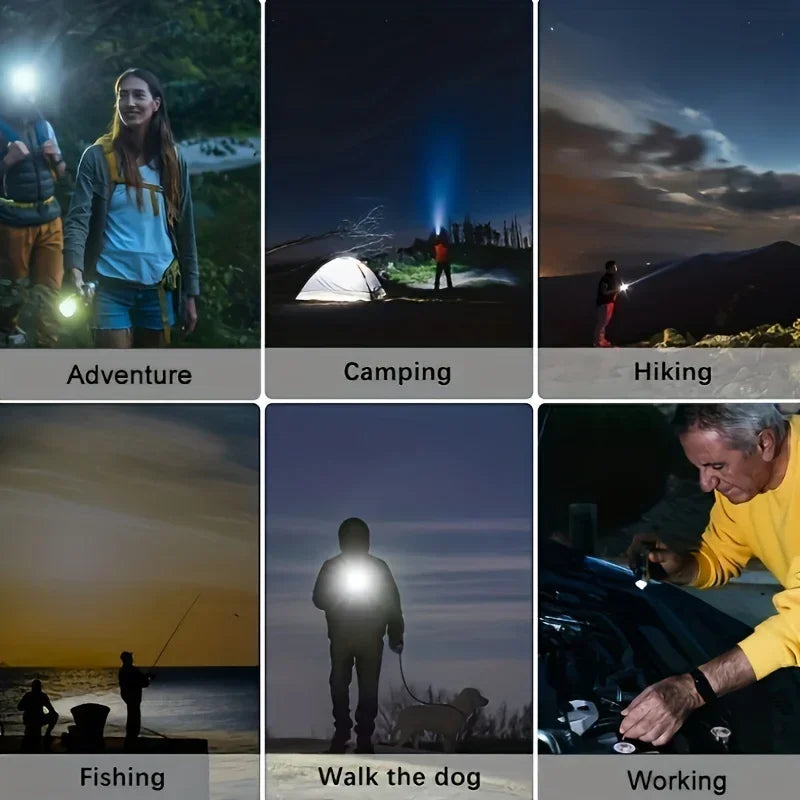 Tactical LED Zoom Flashlight – USB Rechargeable, 4 Modes, Long-Range Beam