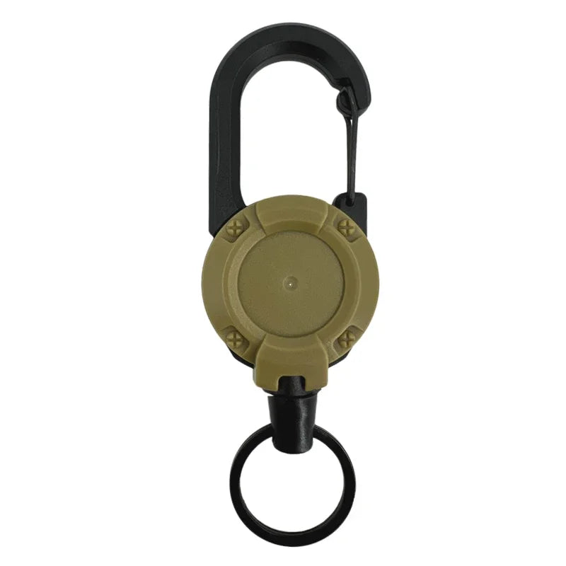 1pcs Heavy Duty Retractable Pull Badges ID Reel Carabiner Key Chain Steel Wire Rope Buckle Key Holder Outdoor Keychain Tools