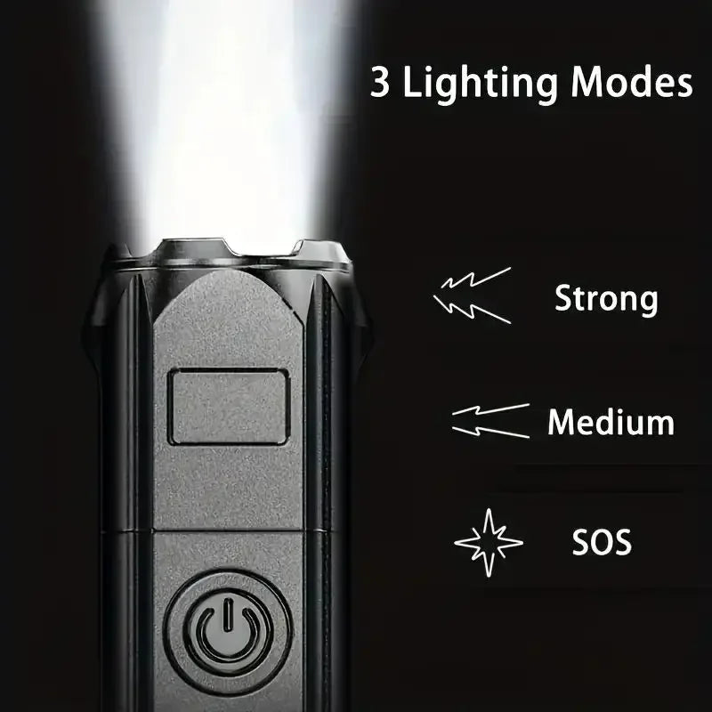 Tactical LED Zoom Flashlight – USB Rechargeable, 4 Modes, Long-Range Beam