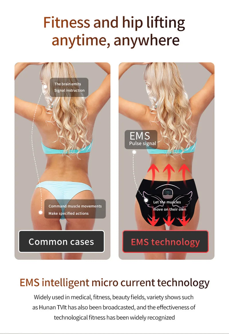 Electric Butt Muscle Stimulator EMS Hips Trainer USB Rechargable Buttocks Lifting Muscle Toner Lose Weight Burning Fat Fitness