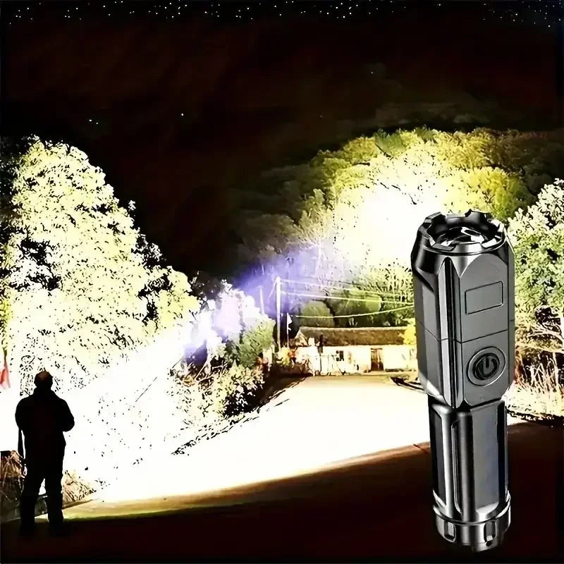 Tactical Super Bright LED USB Quad-Lighting Mode Flashlight