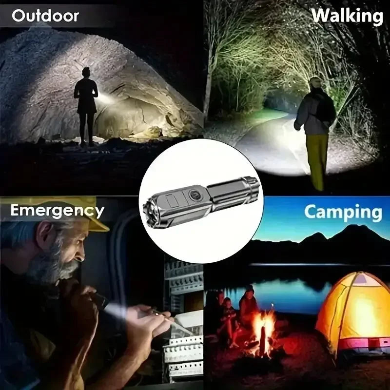 Tactical Super Bright LED USB Quad-Lighting Mode Flashlight