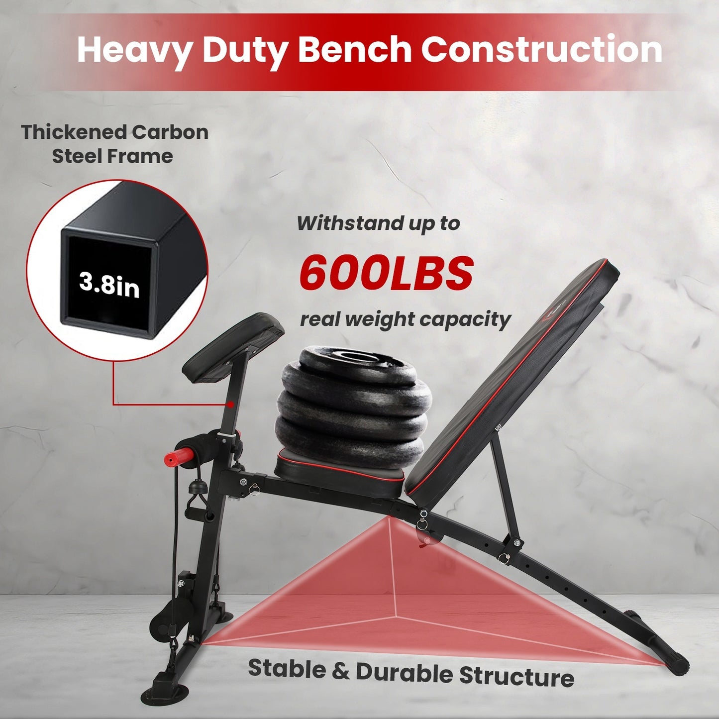 1Pc Adjustable Weight Bench With Preacher Curl Pad Resistance