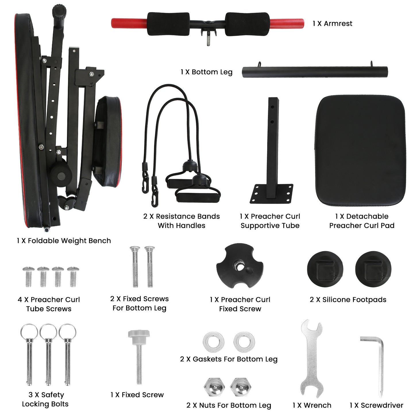 1Pc Adjustable Weight Bench With Preacher Curl Pad Resistance