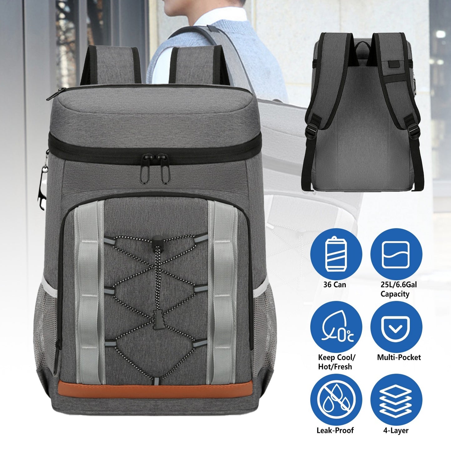 Grey-Black Options 1Pc Cooler Backpack