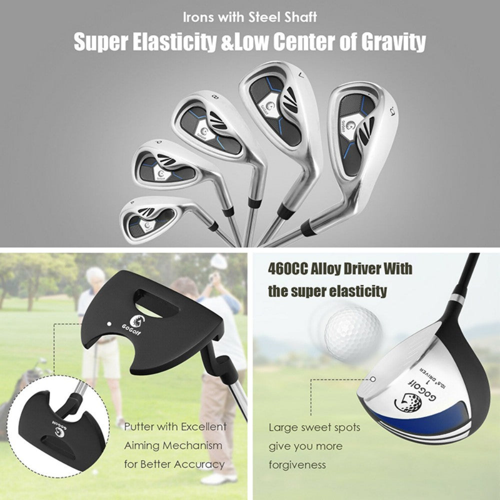 Men's Complete Golf Club Package Set Includes 10 Pieces
