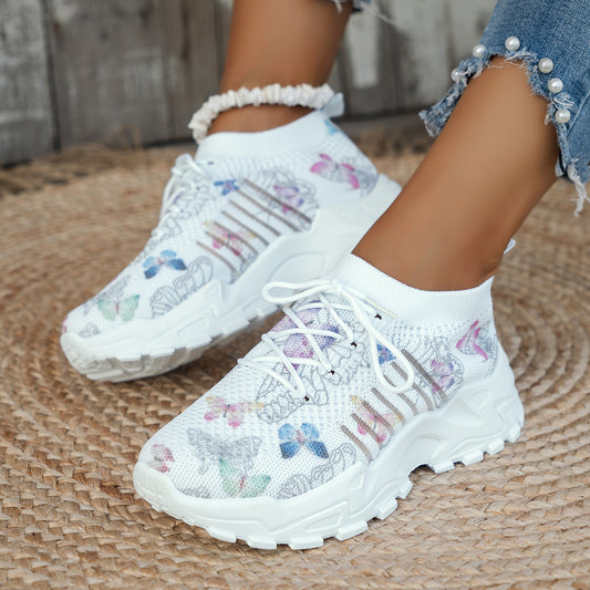Butterfly Print Mesh Sneakers Women's