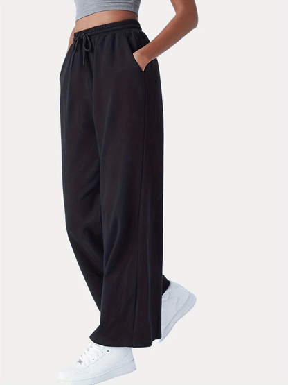 Comfortable High-Waisted Drawstring Sweatpants - Women's Fashion Clothing - Elastic Loose Fit, Long Length, Casual Style, Soft Fabric, Perfect for Daily Wear