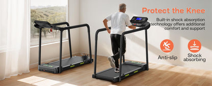 Composite Shock-absorbing Treadmill With Extended Handrails