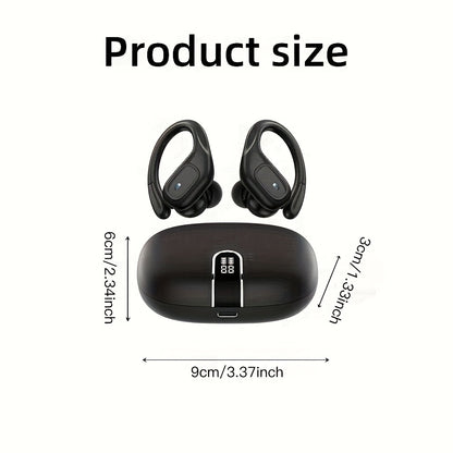Supreme Wireless Earbuds for Sports - 75Hr Battery, HD Audio, LED Display, Noise Cancelling, Secure Over-Ear Hooks, Seamless Built-in Mic