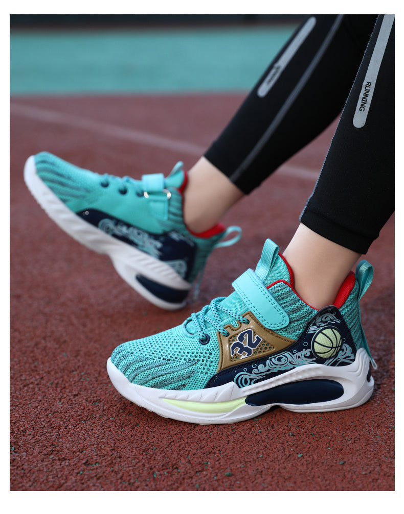 Boys Casual Sports Chunky Sneakers, Lace-up Breathable Mesh Running Shoes For Outdoor Sports