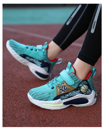 Boys Casual Sports Chunky Sneakers, Lace-up Breathable Mesh Running Shoes For Outdoor Sports