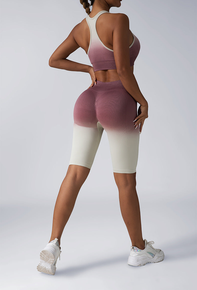 Workout Sets For Women 2 Piece Seamless  Crop Tank High Waist Shorts