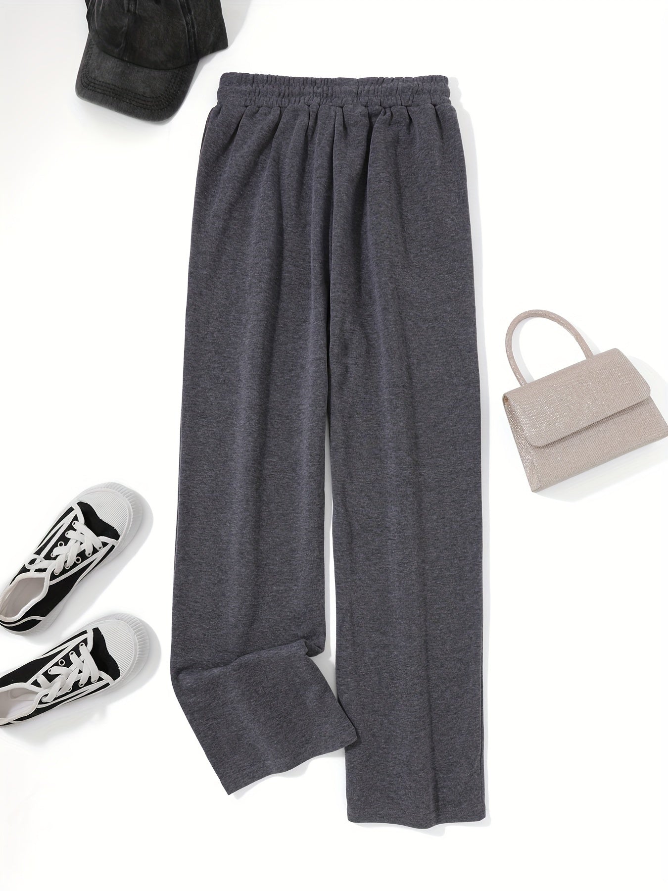 Comfortable High-Waisted Drawstring Sweatpants - Women's Fashion Clothing - Elastic Loose Fit, Long Length, Casual Style, Soft Fabric, Perfect for Daily Wear
