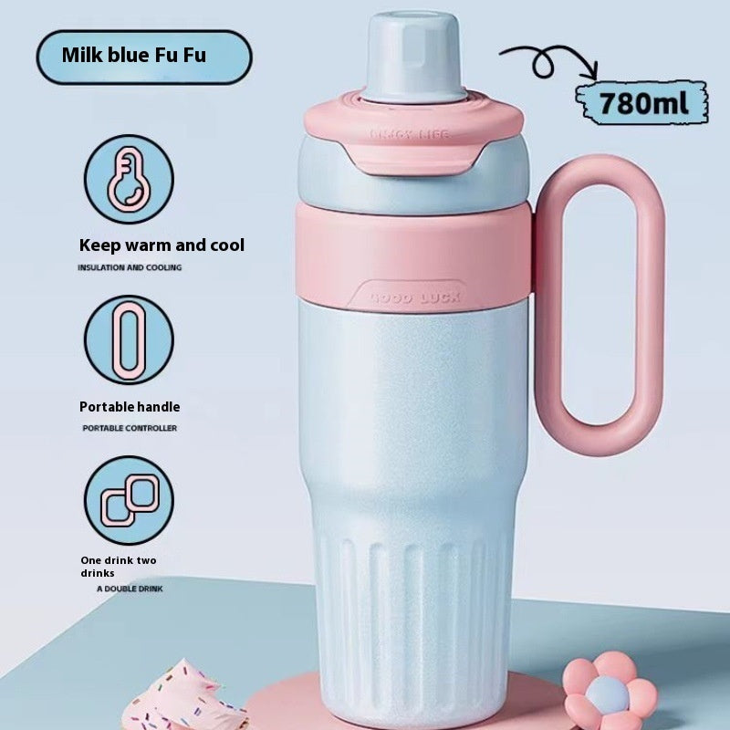 780ml Gradient Double Drink Thermal Cup Stainless Steel With Lid