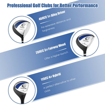 Men's  Complete Golf Club Package Set Includes 10 Pieces