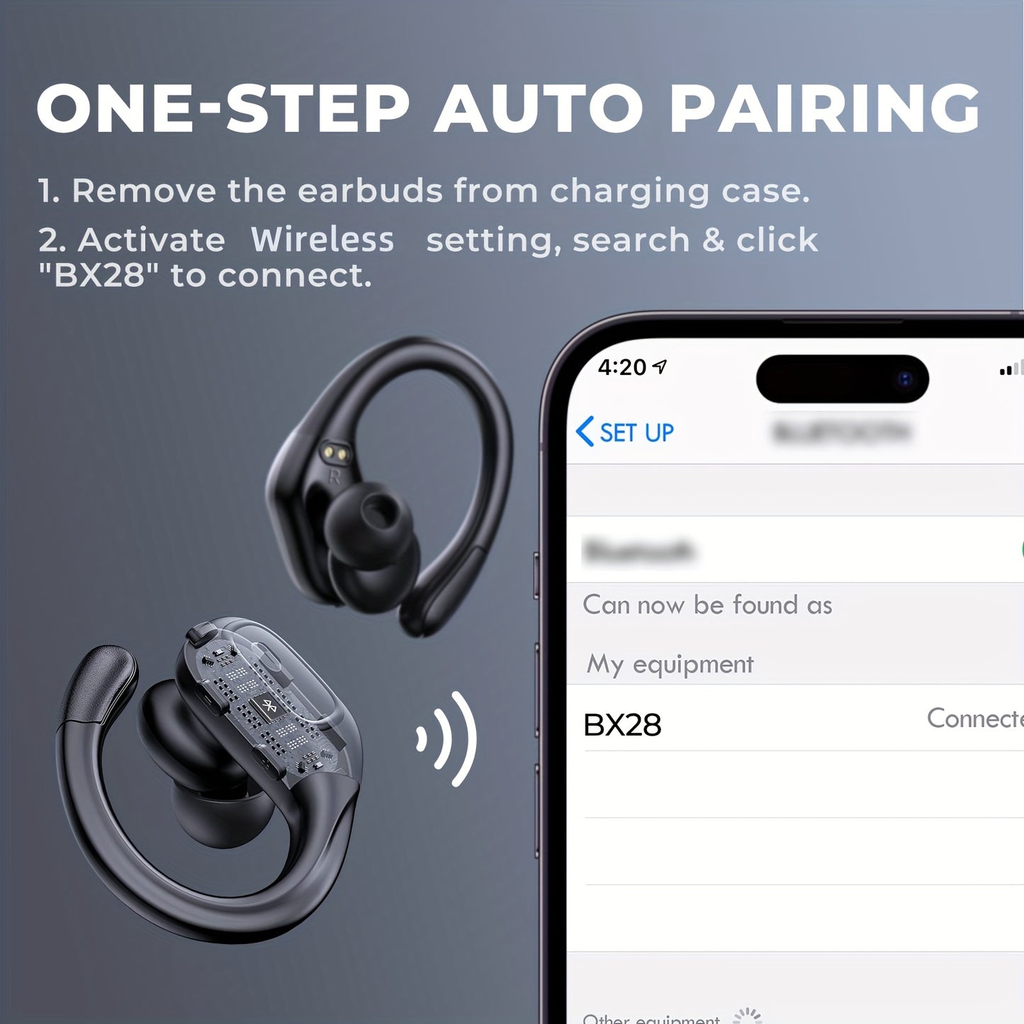Supreme Wireless Earbuds for Sports - 75Hr Battery, HD Audio, LED Display, Noise Cancelling, Secure Over-Ear Hooks, Seamless Built-in Mic