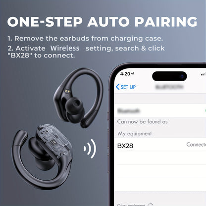 Supreme Wireless Earbuds for Sports - 75Hr Battery, HD Audio, LED Display, Noise Cancelling, Secure Over-Ear Hooks, Seamless Built-in Mic
