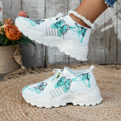 Butterfly Print Mesh Sneakers Women's