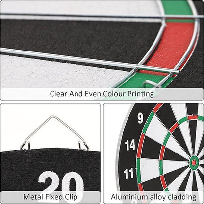 SIZE 17  DARTBOARD SET 6 DARTS  FAMILY DART BOARD