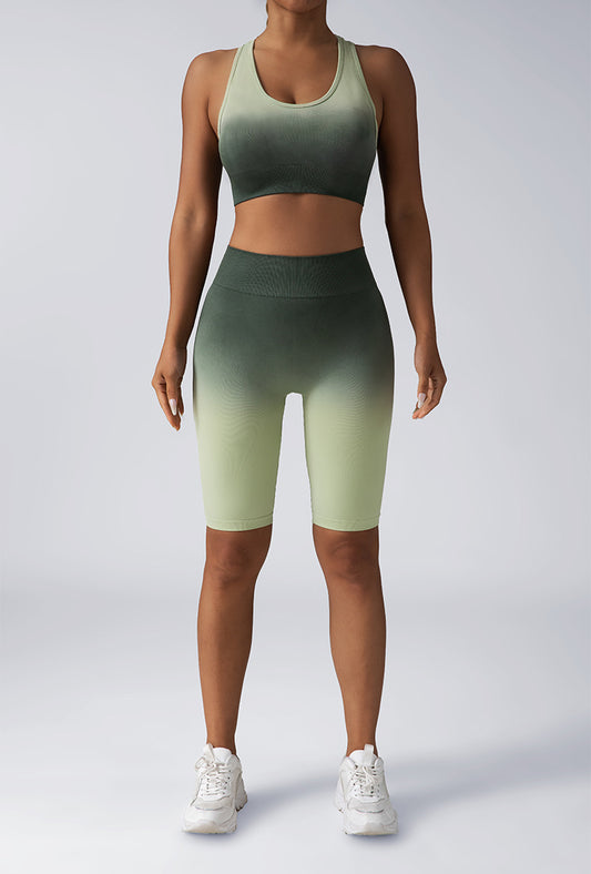 Workout Sets For Women 2 Piece Seamless  Crop Tank High Waist Shorts
