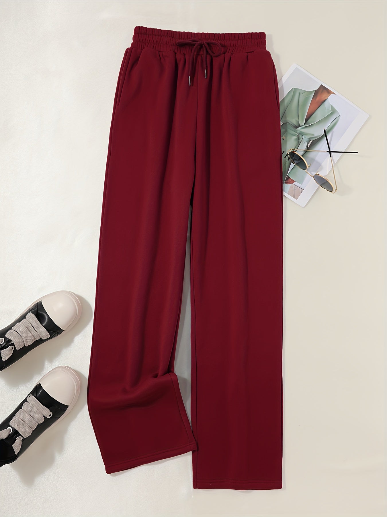 Comfortable High-Waisted Drawstring Sweatpants - Women's Fashion Clothing - Elastic Loose Fit, Long Length, Casual Style, Soft Fabric, Perfect for Daily Wear