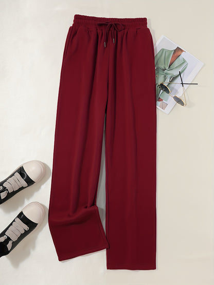 Comfortable High-Waisted Drawstring Sweatpants - Women's Fashion Clothing - Elastic Loose Fit, Long Length, Casual Style, Soft Fabric, Perfect for Daily Wear