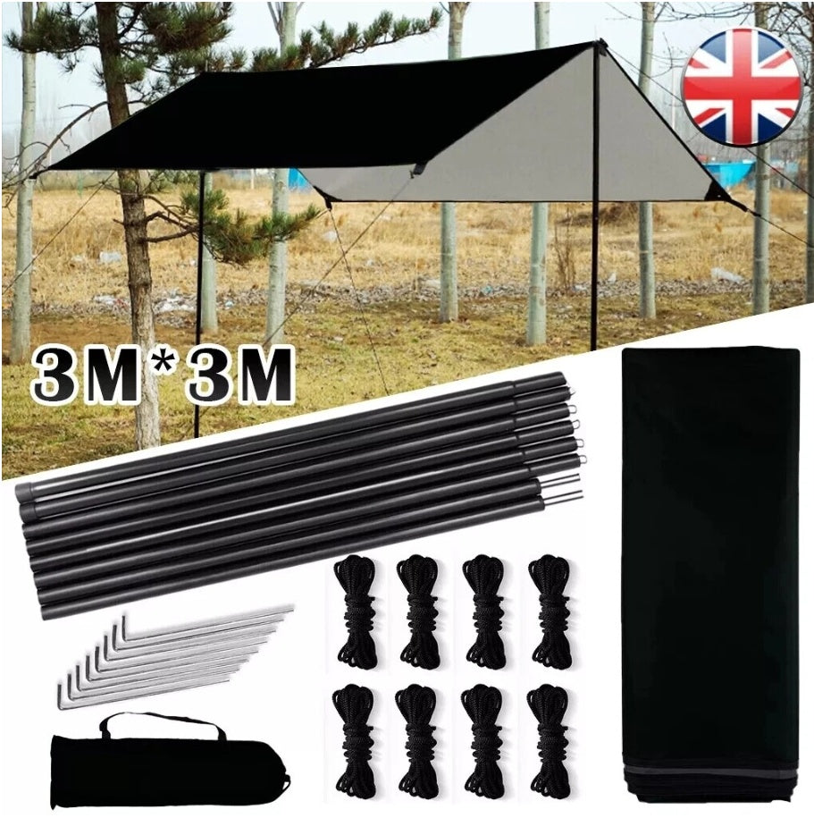 3x3 M Tarpaulin Waterproof Camping Tarp Shelter Tent