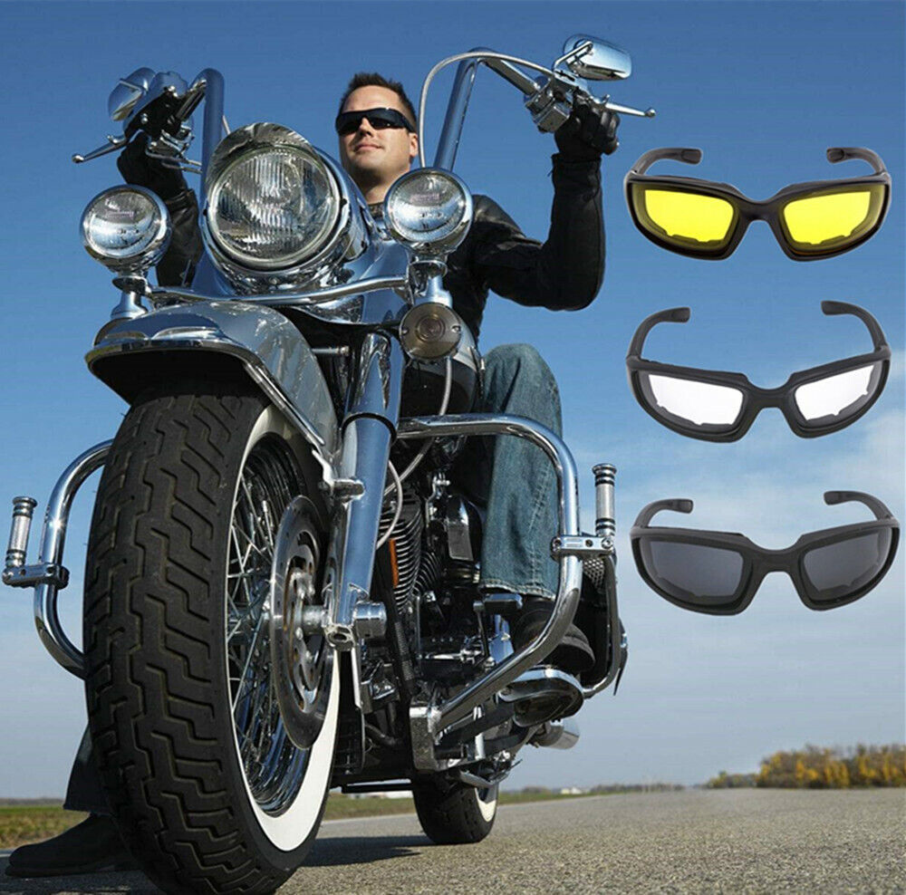 3 Pair Motorcycle Sports Padded Biker Riding Glasses