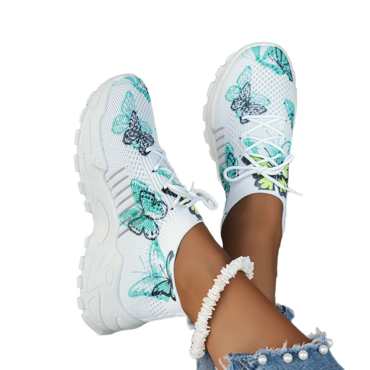 Butterfly Print Mesh Sneakers Women's