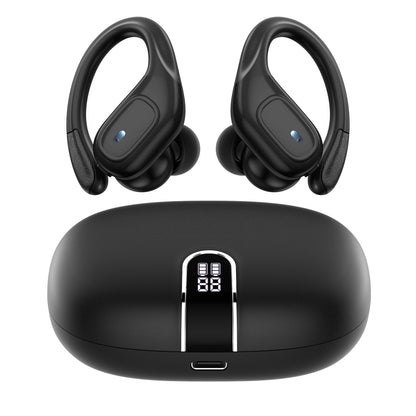 Supreme Wireless Earbuds for Sports - 75Hr Battery, HD Audio, LED Display, Noise Cancelling, Secure Over-Ear Hooks, Seamless Built-in Mic
