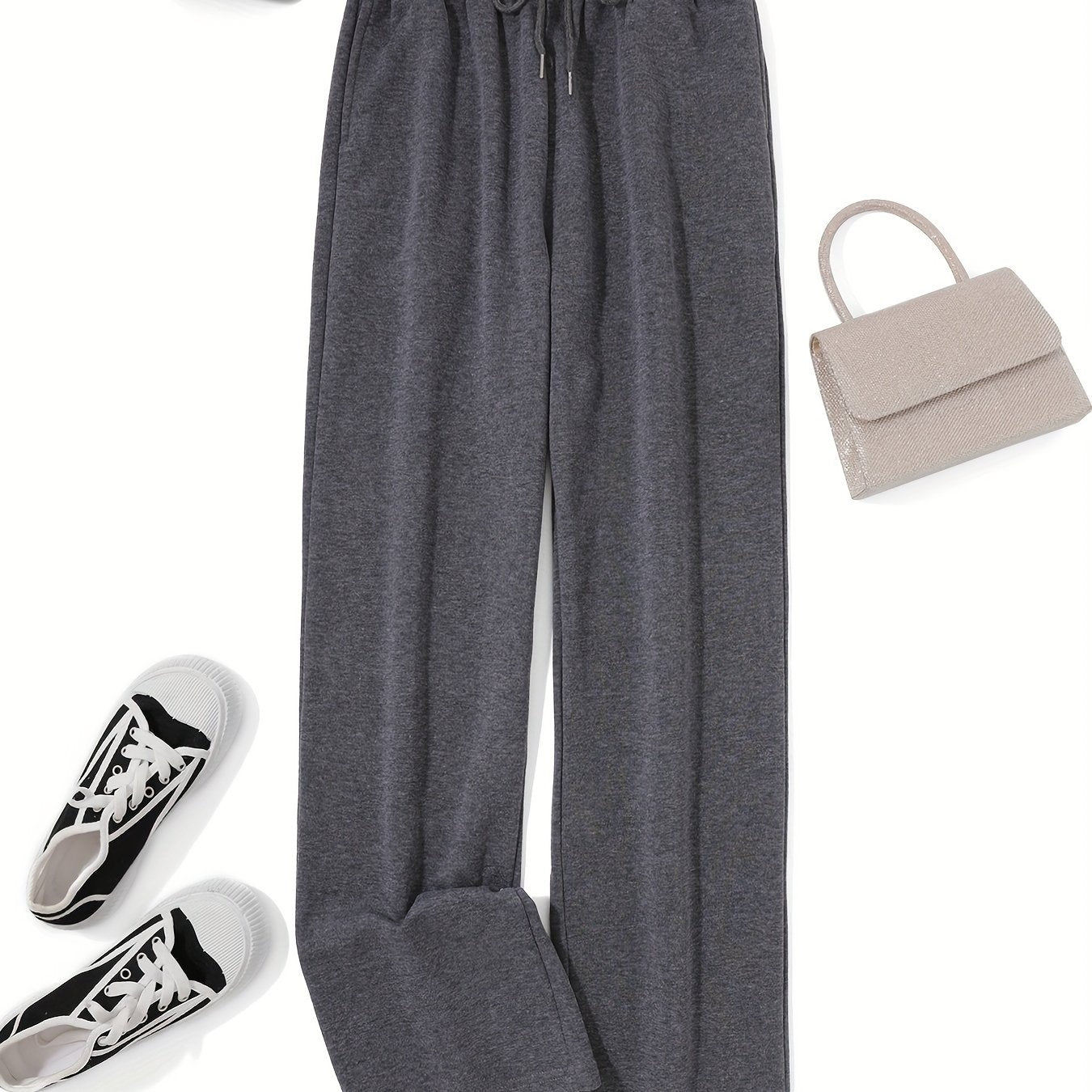 Comfortable High-Waisted Drawstring Sweatpants - Women's Fashion Clothing - Elastic Loose Fit, Long Length, Casual Style, Soft Fabric, Perfect for Daily Wear