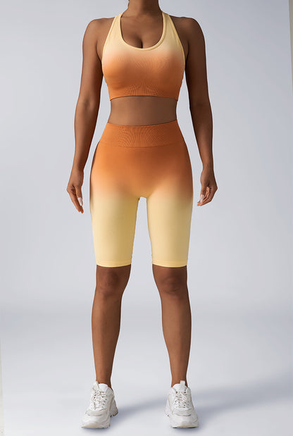 Workout Sets For Women 2 Piece Seamless  Crop Tank High Waist Shorts